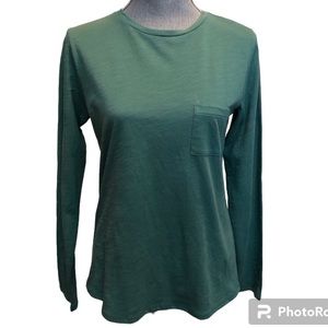 Garnet Hill NWOT Long sleeve weekender crewneck Tee 100% organic cotton size S